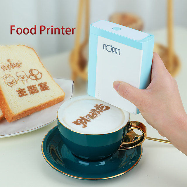 Yaomatec Bluetooth Food Printer with Mobile App Edible Ink for Coffee Bread Cake Pattern Text Printing