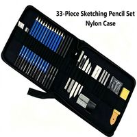 Kit de Dibujo de 33 Piezas, Lápices de Grafito y Carbón, para Artistas Principiantes, Material de Madera Ecológico, Bolsa de Nailon, Herramientas de Arte y Pintura