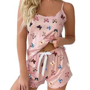 Set <span class=keywords><strong>Pigiama</strong></span> <span class=keywords><strong>Donna</strong></span> 2 Pezzi in Raso Termico, Classico Romantico di Lusso, Casual, Sexy Lingerie Estiva in Maglia <span class=keywords><strong>XXL</strong></span> - Product Image 1