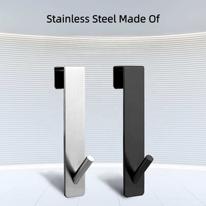 Устойчивая Металлическая Вешалка из нержавеющей стали без необходимости Сверления для ванной комнаты с крючком для стеклянной двери, подвесная вешалка для полотенец и одежды - Product Image 5