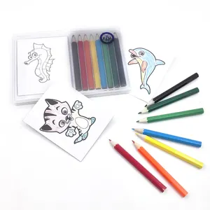 迷你彩色铅笔文具套装和着色设置塑料盒游戏着色的着色铅笔绘图书