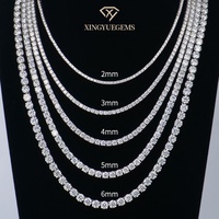 Collar de tenis de 2mm 3mm 4mm 5mm con moissanita de corte brillante, chapado en plata 925, oro blanco/amarillo, cadena de eslabones clásica unisex con engaste de garra