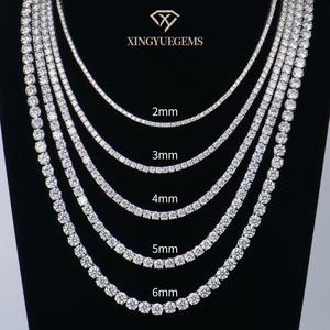 Collar de Tenis de 2mm 3mm 4mm 5mm con Moissanita de Corte Brillante, Chapado en Plata 925, Oro Blanco/Amarillo - Diseño Clásico Unisex para Todos - Product Image 3
