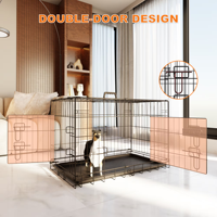 Cage pour chien en fil métallique avec motif animal simple, pliable et avec plateau en plastique pour grands chiens
