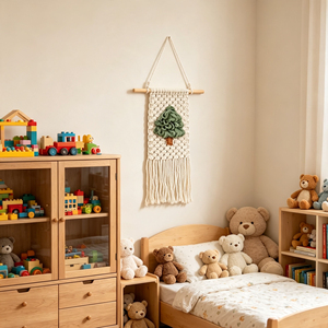 Tapiz de Pared Miniatura de Macramé Tejido a Mano con Diseño de Árbol de Navidad, Arte de Pared con Borlas, Decoración Navideña Boho para el Hogar, Regalo Festivo - Product Image 6