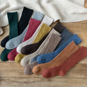 Japanischen Stil Dicke Dicke Slouch Handgemachte Merino Wolle Herbst Und Winter Stricken Wolle Crew Socken