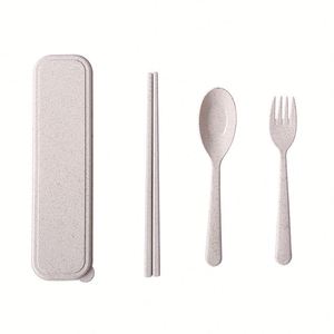 ชุดช้อนส้อมทำจากฟางข้าวสาลีรักษ์โลกสำหรับเด็ก พกพาสะดวก พร้อมกล่อง - Product Image 3