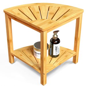 Estante de almacenamiento de bambú para baño, estante de almacenamiento para inodoro de pie, estante telescópico multifuncional para bañera, para toallas y móvil. - Product Image 1