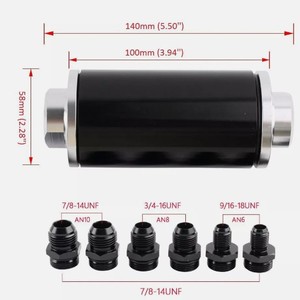 <b>Inline</b> <b>Fuel</b> <b>Filter</b> Kit 58mm Aluminum Alloy Push Lock For 3/8 <b>Fuel</b> Lines With Mounting Hardware - Product Image 2