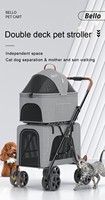 Poussette double pour animaux de compagnie de luxe pour chats et chiens, 3 en 1, transporteurs et produits de voyage pour animaux de compagnie, chariots pliants avec porte-bébé amovible