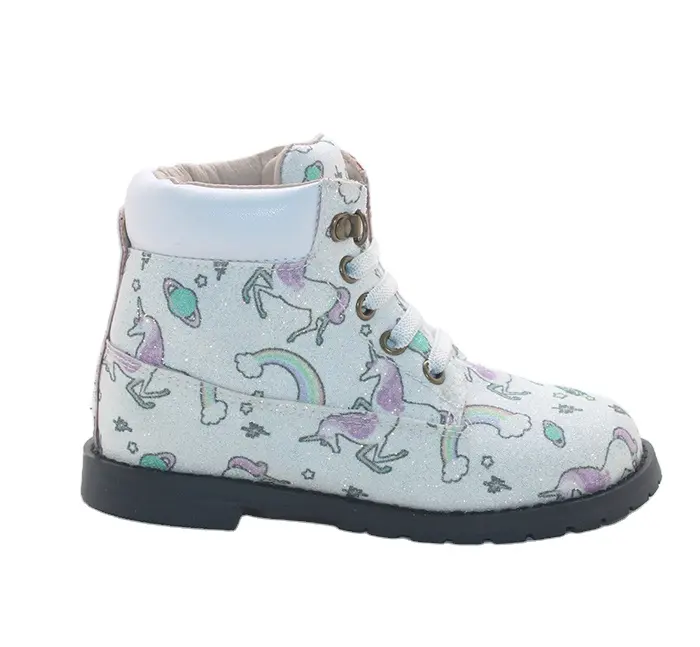 Phantasie vegane Leder flache Derby Stiefel Baby Kleinkind Mädchen Schuhe Kinder Jungen Stiefeletten Schuhe