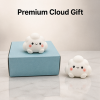 Jouet Squishy Nuage Guérisseur à Rebond Lent, Blanc Mat, Base Plate, S'autoportant, Visage Souriant Mignon, pour Étagère de Chambre
