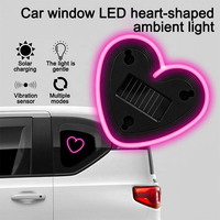 Nouvelle lampe LED solaire sans fil pour voiture, lumière néon, rechargeable par USB, forme de cœur, triangle, décoration de fenêtre pour voiture