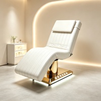 Lit de massage électrique de luxe doré pour salon de beauté, 3 moteurs, pour soins du visage et extensions de cils