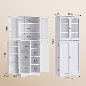 Credenza Moderna di Lusso in Legno di Quercia Bianca, Mobile Alto per Cucina, Dispensa e Arredamento per Sala da Pranzo e <span class=keywords><strong>Soggiorno</strong></span> - Product Image 3