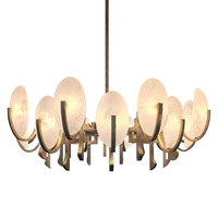 Luminaire suspendu en albâtre naturel importé d'Espagne, design 2026, nouvelle texture de luxe pour salon, chambre et salle à manger
