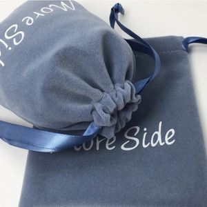 Factory Price Promotional Custom <b>Drawstring</b> Jewelry <b>Pouch</b> Packaging Velvet Bags With Logo Printing - Product Image 3