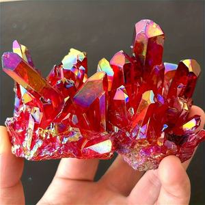 Cristal de Cuarzo Aura Transparente de Alta Calidad al por Mayor, Piedra Curativa de Cristal Rojo, Cristal Electroplacado, Decoración para el Hogar - Product Image 4