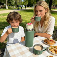 Ensemble de thermos 3 pièces en acier inoxydable à double paroi sans BPA, anti-fuite, 16 oz (500 ml), isolation thermique 6-12 heures, bouteilles d'eau