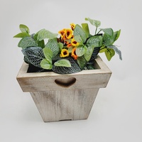 Jardinière en bois rustique écologique sculptée à la main, pot de fleurs pour intérieur/extérieur, étagère murale en pin pour la maison