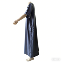 Qamis Homme Grande Taille Respirant à Manches Courtes Style Islamique Marocain Jubbah Kaftan Coton Arabe pour Prière Ramadan Aïd Été