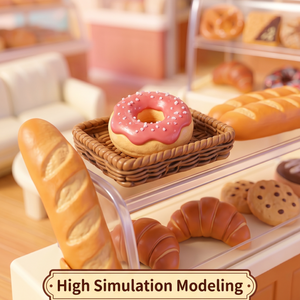 HTL Set de Juguetes de Escena en Miniatura DIY, Micro Supermercado y Panadería, Comida y Bebidas de Simulación, Adorno de Escritorio para Juego de Imitación Infantil - Product Image 5
