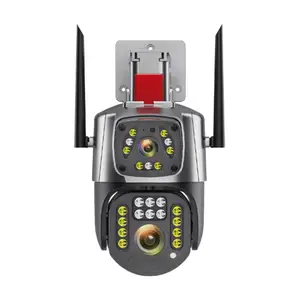安斯威视新产品无线闭路电视智能Ip安全监控，带报警和全彩色夜视双镜头Ptz摄像头