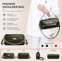 Tas Selempang Kulit PU Vintage Warna Solid Grosir untuk Wanita, Tas Tangan Rantai Crossbody, Dompet Flap Retro, Tas Ketiak Fashion, Custom