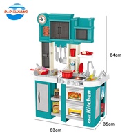 Ensemble de cuisine en plastique pour enfants avec musique, lumière et jeu de cuisine, table et chaises, jouet 58 pièces, jouet préscolaire