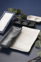 Plato Rectangular Brillante de Melamina de 11 Pulgadas, para Restaurante Asiático, Sushi, Sashimi, Kimbap, Carne, Irrompible, en Oferta