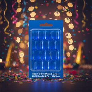 Set di 8 luci a forma di meteora in plastica blu per illuminazione standard per feste - Product Image 2