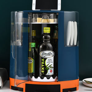 Soporte de plástico para almacenamiento de especias, caja giratoria para aceite de cocina, <span class=keywords><strong>sal</strong></span>, salsa, vinagre, condimentos y cubiertos - Product Image 1