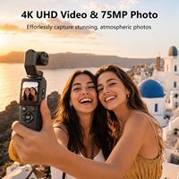 Videocamera Tascabile 4K con Sensore CMOS, Tracciamento Facciale AI, WiFi, Memoria Integrata da 64GB, Lente Rotante a 330°