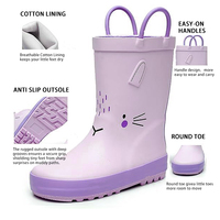 Bottes de pluie thermiques à paillettes solides personnalisées en caoutchouc naturel 100% bottes de pluie mi-longues imperméables pour les tout-petits enfants poignées faciles