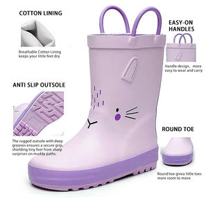 <span class=keywords><strong>Botas</strong></span> de goma térmicas con diseños de purpurina sólida personalizada, <span class=keywords><strong>Botas</strong></span> de lluvia Midi impermeables de caucho Natural 100% <span class=keywords><strong>para</strong></span> niños pequeños, asas fáciles de poner - Product Image 2