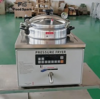 Friteuse à pression électrique de table en acier inoxydable, capacité 16L, 1600W, commande micro-ordinateur, vanne à huile, style KFC