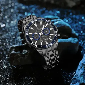 Nuovissimo orologio personalizzato Reloj Hombre Water Wave Dial luminoso in acciaio inossidabile per uomo