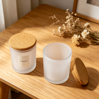 Daize - Bougie aromatique classique en verre transparent givré blanc avec couvercle et modèle de personnalisation MHC-001