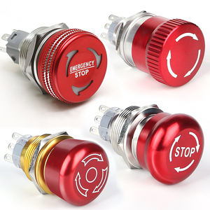 Bouton-poussoir d'arrêt d'urgence en métal étanche, tête champignon en acier inoxydable, 1NO 1NC 16/19/22/25/30mm - Product Image 1