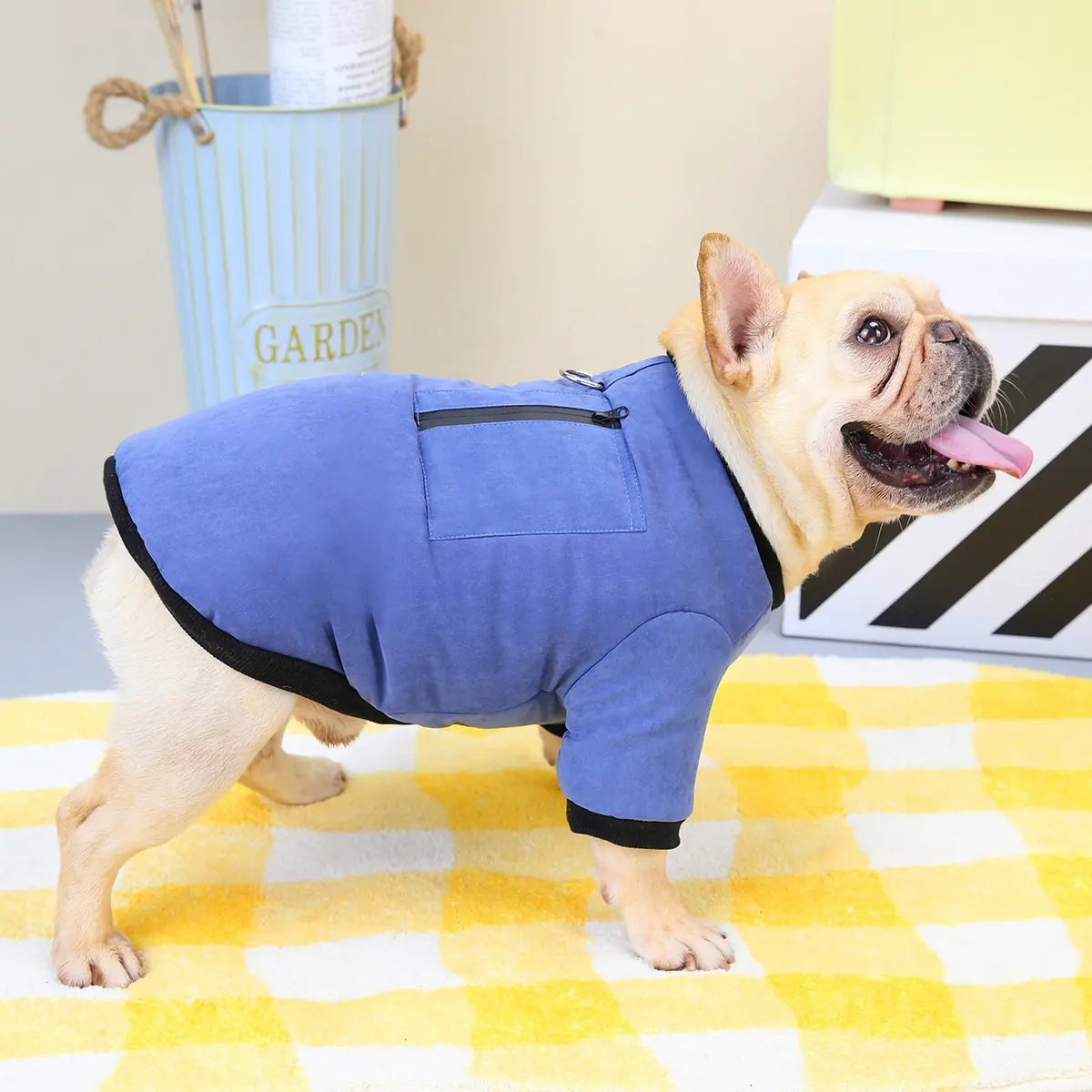 Ropa para mascotas Bulldog francés Jingba Bago Sha Pi perro cuero exclusivo abrigo de algodón para invierno cálido ropa al aire libre para perros