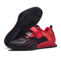 Chaussures de musculation pour hommes à talon rigide surélevé, double sangle de verrouillage, semelle extérieure en caoutchouc antidérapante, tige en PU, semelle intermédiaire en TPU, pour la gym et les squats