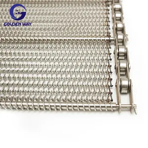 Sıcak satış 304 316 paslanmaz çelik denge örgü zincir tahrikli spiral tel örgülü konveyör