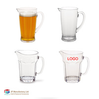 Pichet en plastique PC transparent incassable et écologique de 1200 ml avec poignée pour jus, bière, eau, thé, glace – Idéal pour restaurant et usage domestique