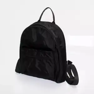 Özel logo düşük fiyat dayanıklı su geçirmez öğrenci sırt çantası açık siyah eğlence alışveriş çantası taşınabilir naylon şık sırt çantası