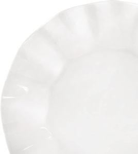 Melamin yemek tabağı beyaz çiçek şekilli parti gıda sınıfı toptan özel renk özel Logo baskılı çevre dostu tarak dalgalı - Product Image 3