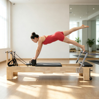 Machine de Pilates Reformer MJD durable avec cadre en bois, multifonctionnelle, réglable et portable, équipement de gym