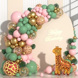 <span class=keywords><strong>Ballon</strong></span> en Latex vert rose vintage Girafe Chaîne Guirlande Arc Décoration de scène de fête d'anniversaire pour enfants - Product Image 1