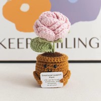 Meilleures ventes : Poupée végétale en pot, ornement en crochet, cadeau, tricoté à la main en coton, motif dessin animé doux