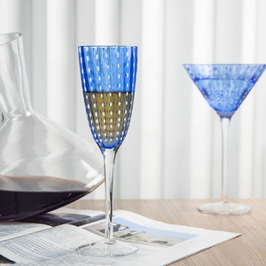 Lot de Verres Créatifs en <span class=keywords><strong>Verre</strong></span> Bleu Sans Plomb, Flûtes à Champagne et Verres à Cocktail en Cristal à Pois Blancs - Product Image 6