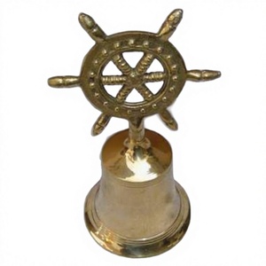 Cloche à main en laiton, modèle roue de bateau nautique, cloches de table de luxe, cadeaux et objets artisanaux en métal, cloche pour mariage, fêtes et remerciements, à vendre - Product Image 1